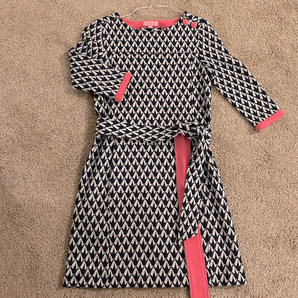 Lilly Pulitzer knit dress 3/4 sleeves navy pink